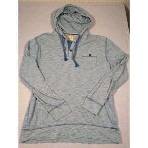 RuffHewn Hoodie Mens Large Blue Space Dye Henley Pullover Excellent